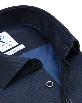 Chemise en coton sans repassage bleu marine Navy