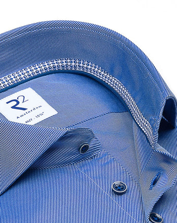 Extra lange Ärmel. Blaues Hemd aus 2 PLY Baumwolle mit schwerem Twill Blue